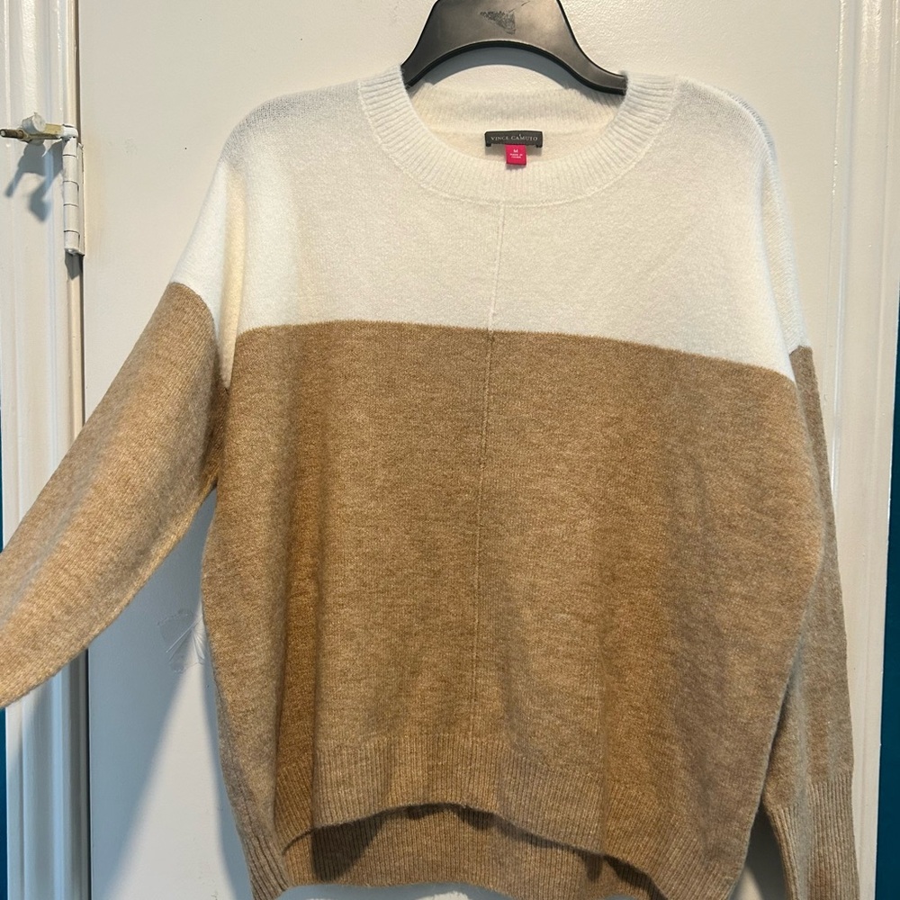 Two-Tone White and Tan Women's Sweater